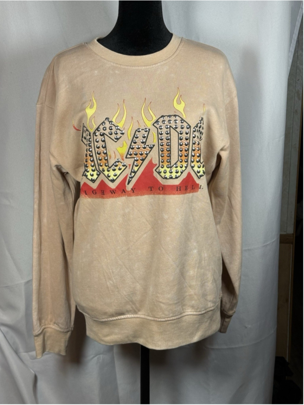 AC/DC Highway To Hell Embellished Long Sleeve Fleece Sweatshirt NWT - S